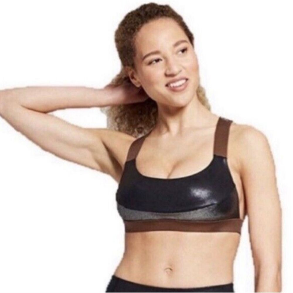 Joy Lab Mixed Metallic High Shine Elevated Basic Wireless Sports Bra Size XS